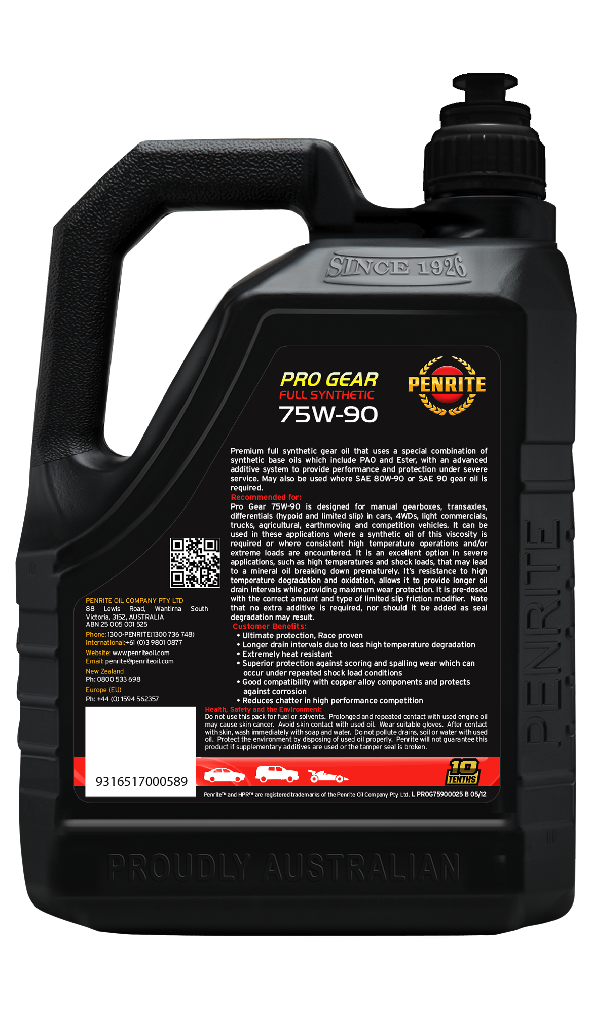 PRO GEAR 75W-90 (Full Syn) - Penrite