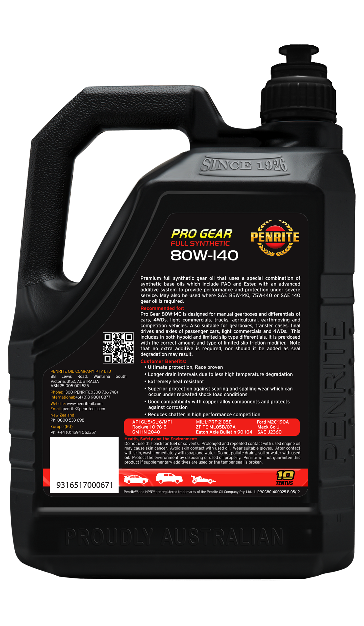 PRO GEAR 80W-140 (FULL SYN) - Penrite