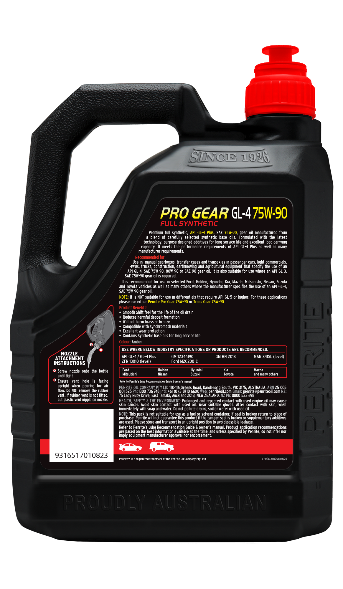 PRO GEAR GL-4 75W-90 (FULL SYN) - Penrite
