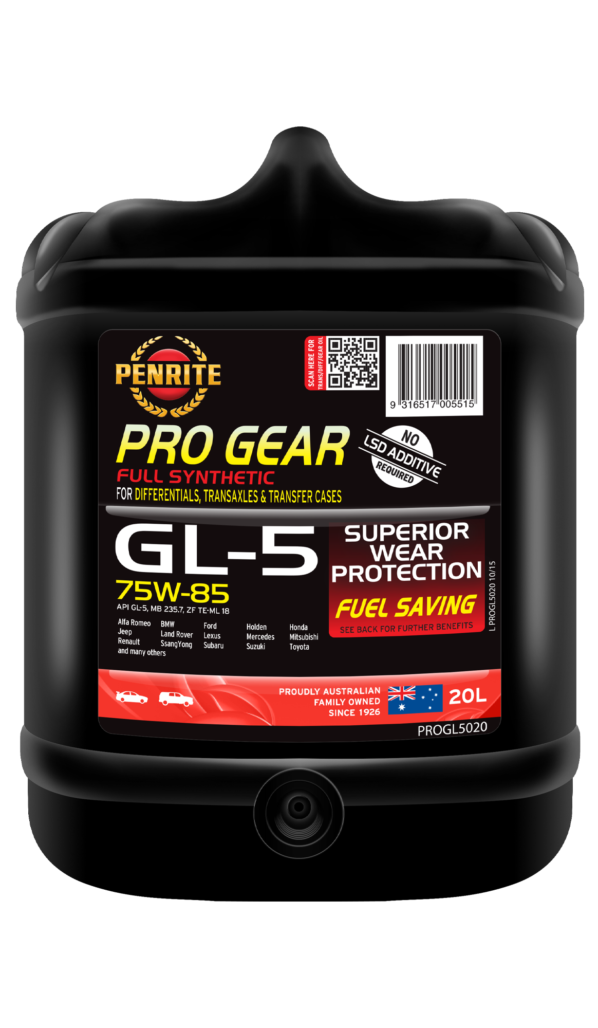 PRO GEAR GL-5 75W-85 (Full Syn) - Penrite 20L