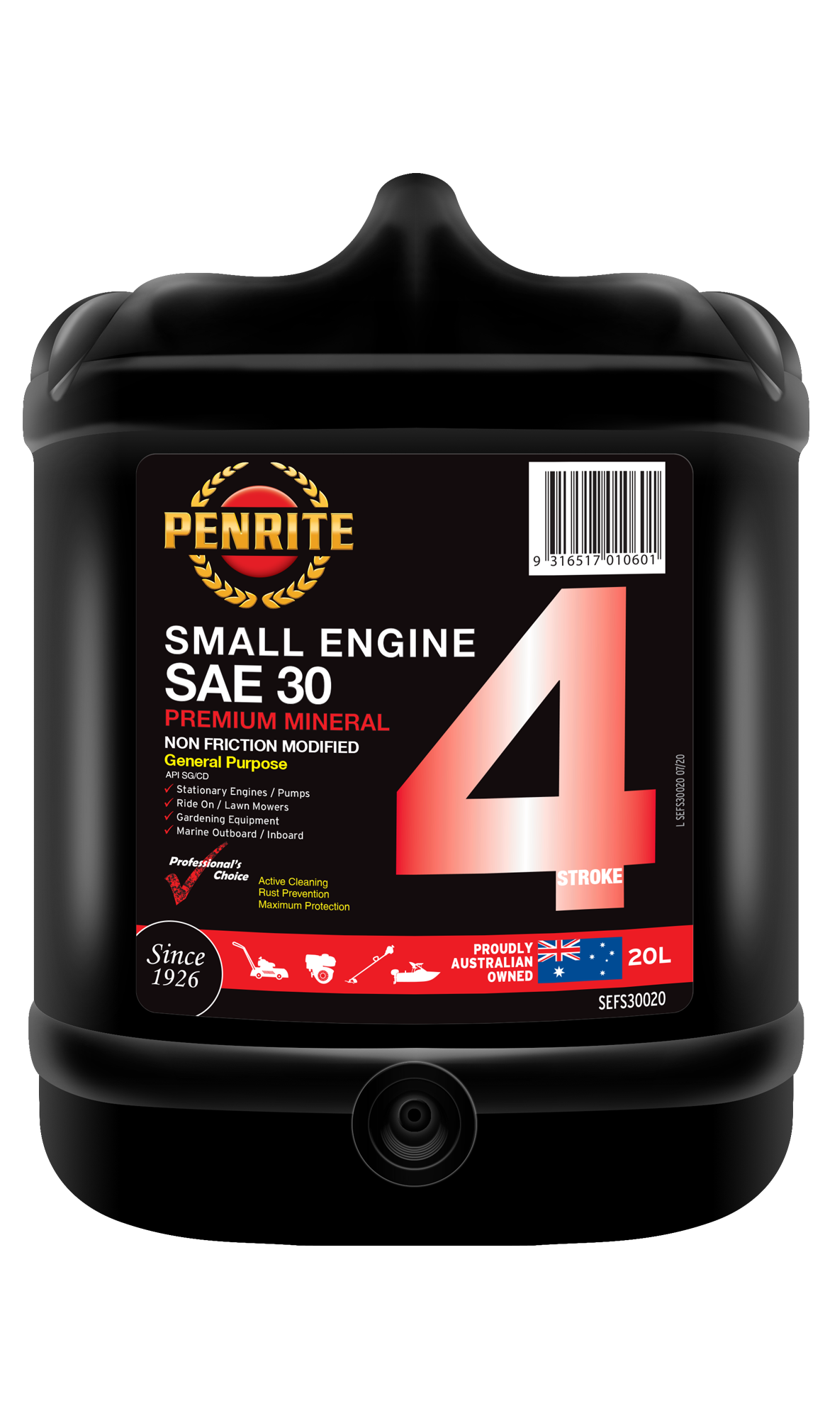 Small Engine 4 Stroke SAE 30 (Mineral) - Penrite 20L