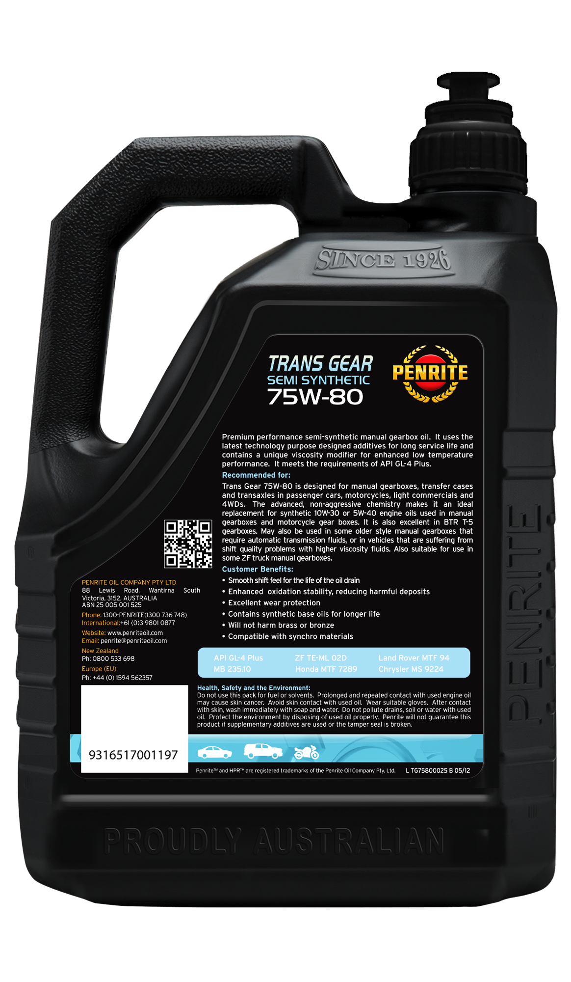 TRANS GEAR 75W-80 (SEMI SYN) - Penrite