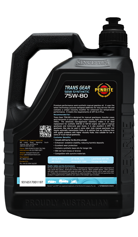 TRANS GEAR 75W-80 (SEMI SYN) - Penrite