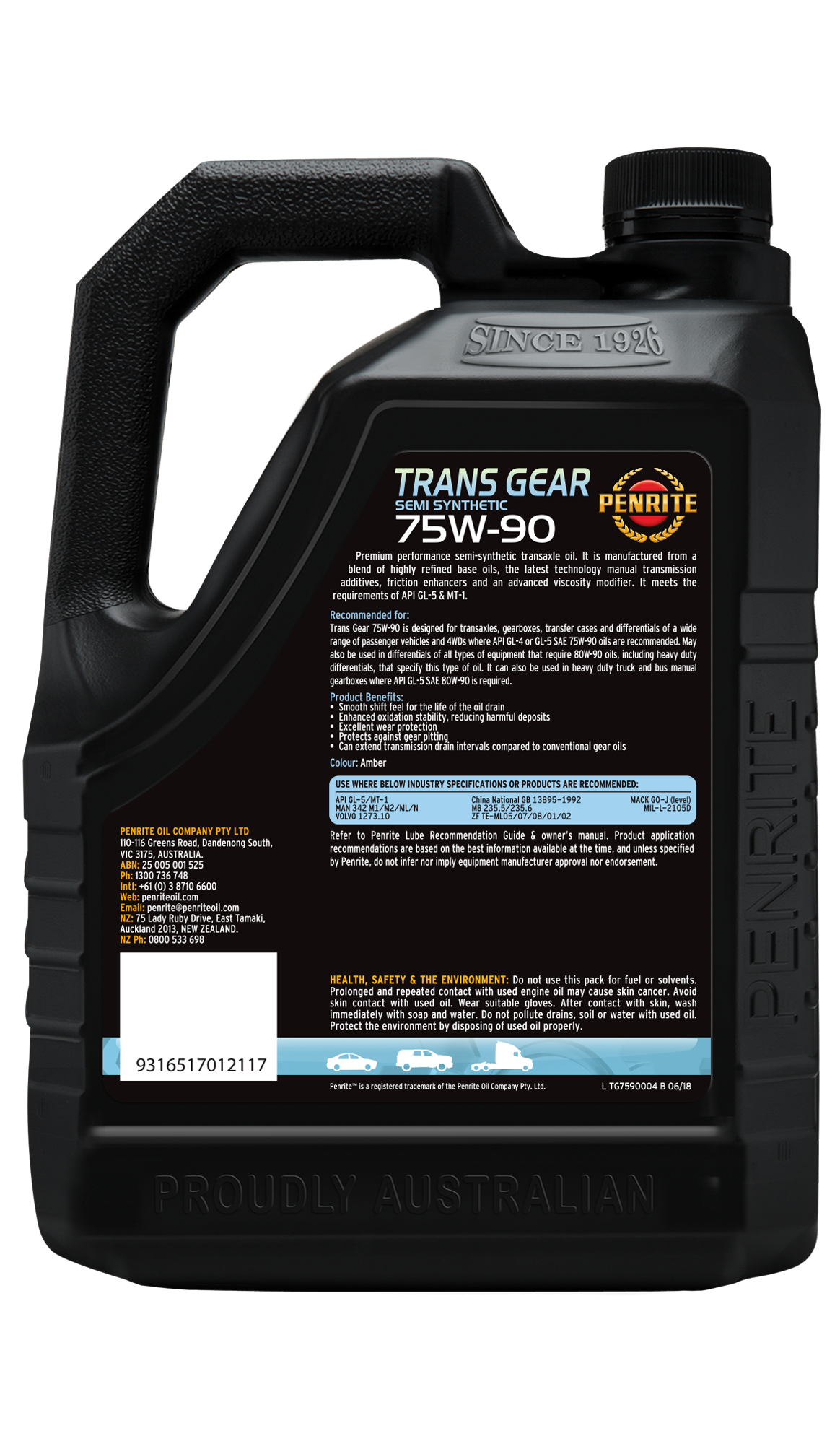 TRANS GEAR 75W-90 (SEMI SYN) - Penrite