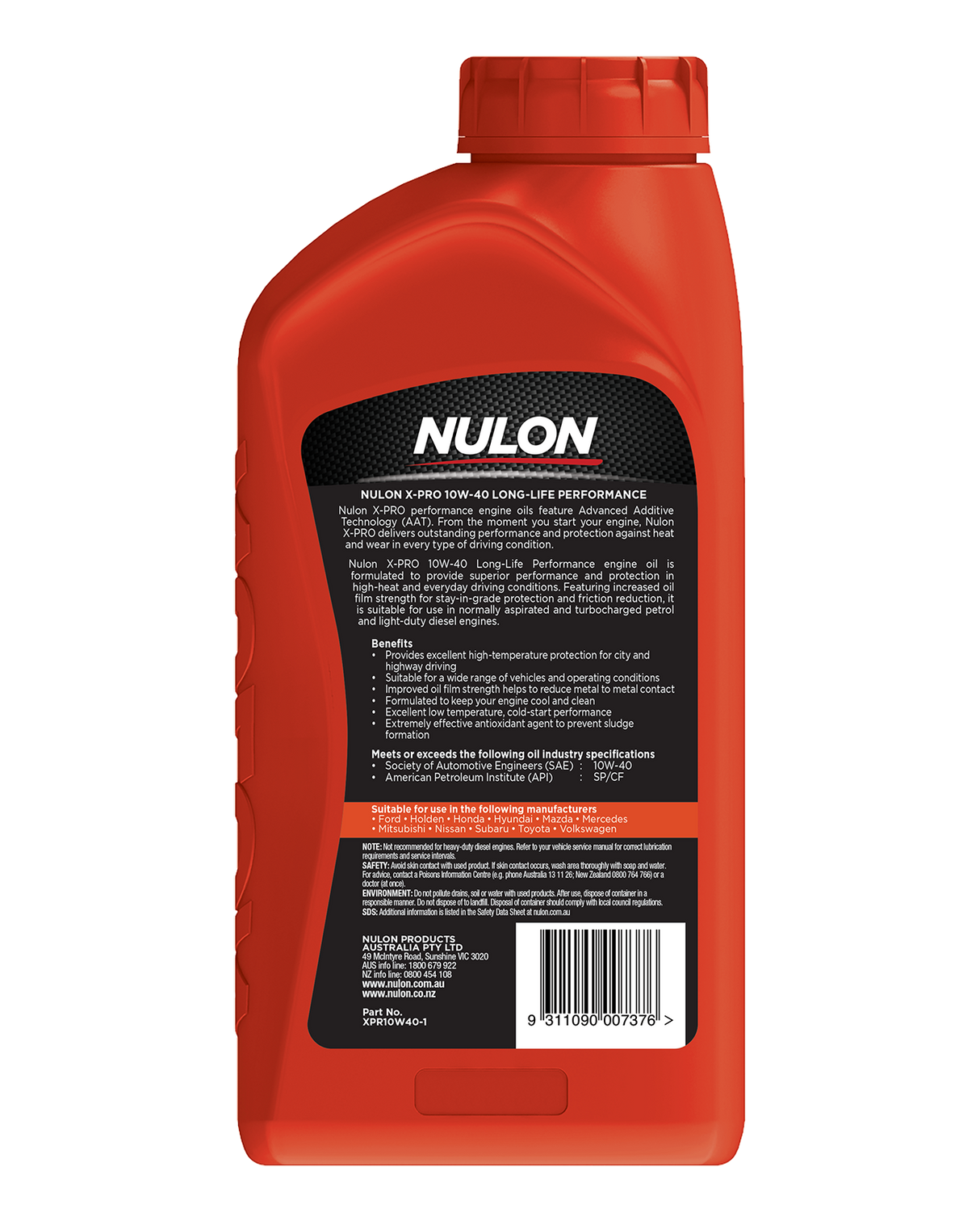 X-PRO 10W-40 Long-Life Performance - Nulon