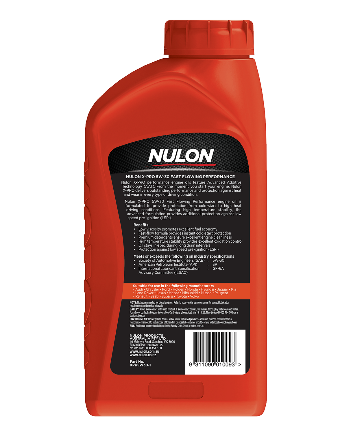 X-PRO 5W-30 Fast Flowing Performance - Nulon