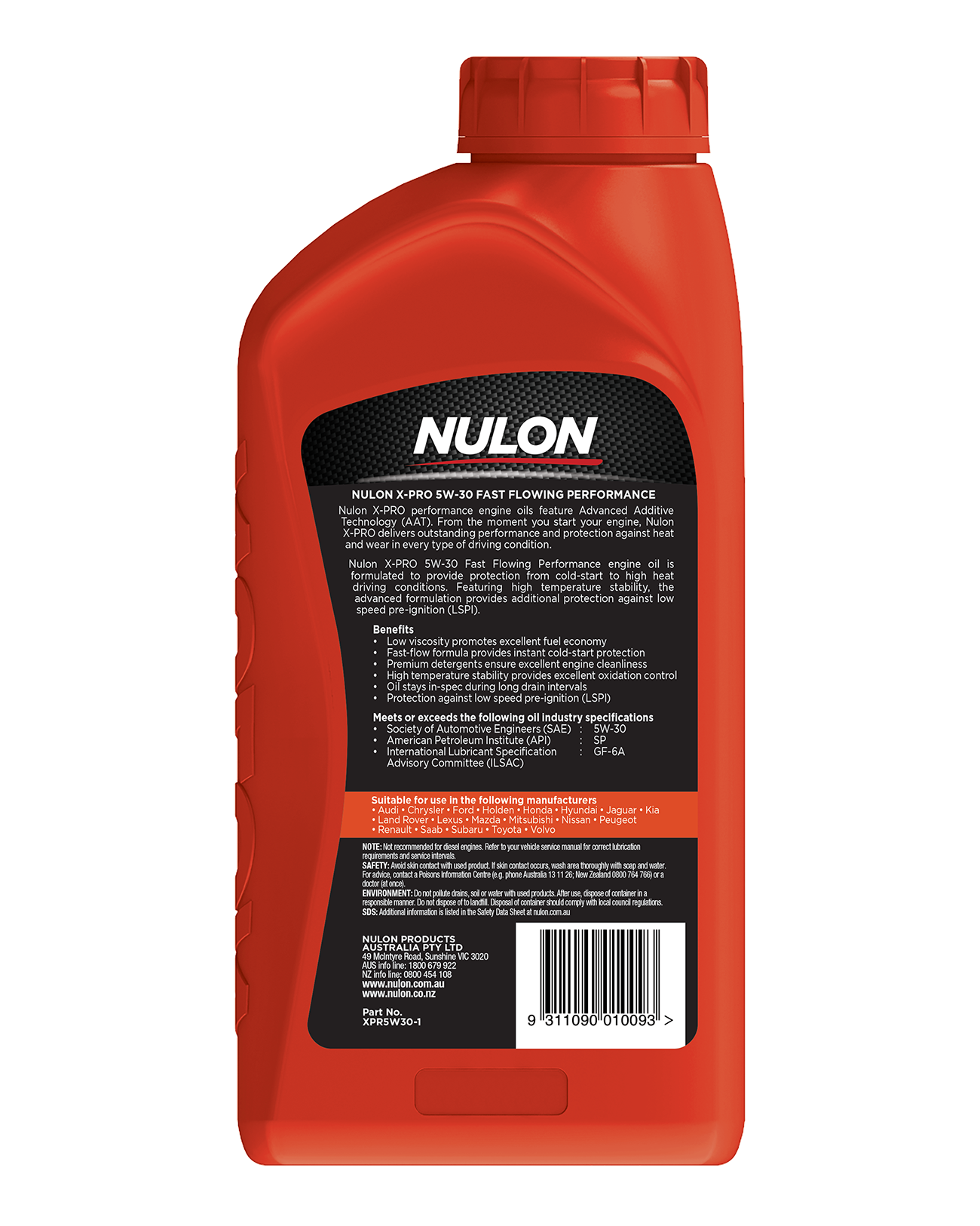 X-PRO 5W-30 Fast Flowing Performance - Nulon