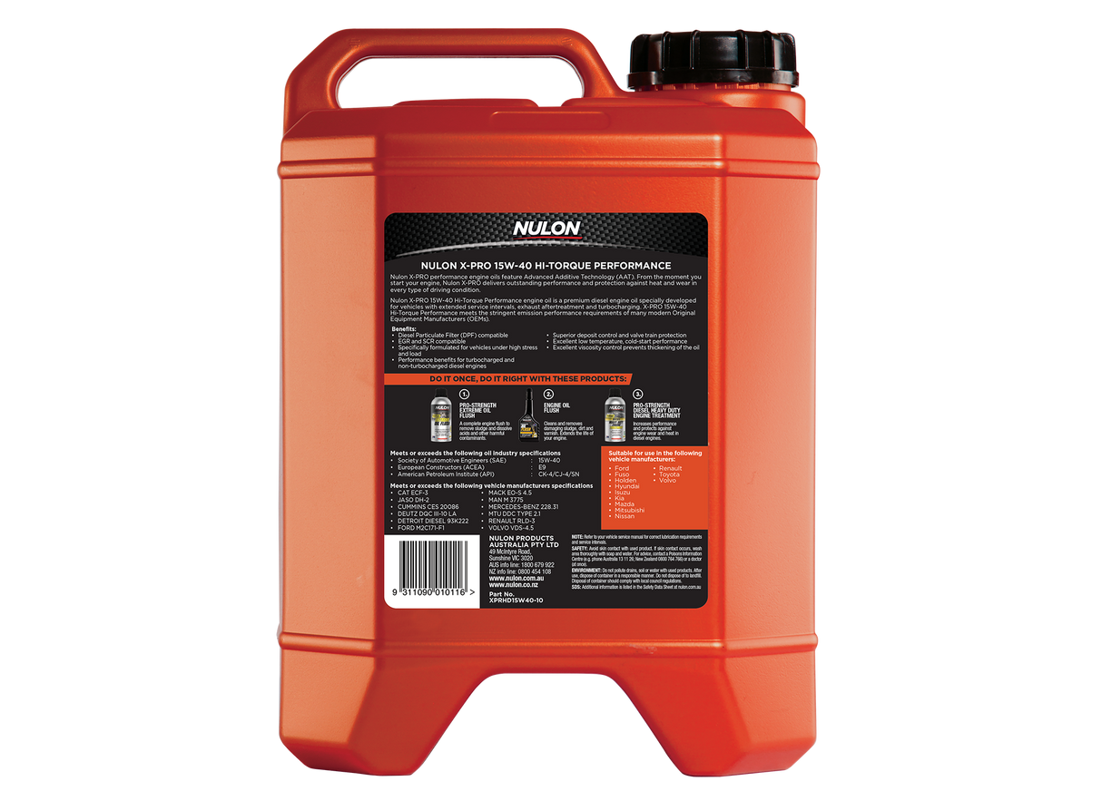 X-PRO 15W-40 Hi-Torque Performance - Nulon
