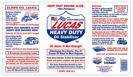 Heavy Duty Oil Stabilizer Additives - Lucas Oil | Universal Auto Spares