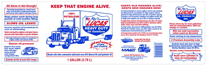 Heavy Duty Oil Stabilizer Additives - Lucas Oil | Universal Auto Spares