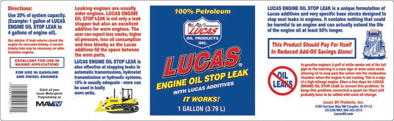 Engine Oil Stop Leak 946 mL/1 Gallon Additives - Lucas Oil