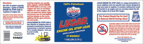 Engine Oil Stop Leak 946 mL/1 Gallon Additives - Lucas Oil | Universal Auto Spares