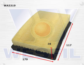 Air Filter A1835 Fits Toyota WA5319 - Wesfil