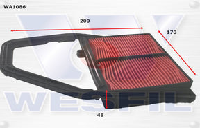 Air Filter A1448 Fits Honda WA1086 - Wesfil