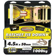 1 Piece 4.5, 6, 10 Meters Ratchet Tie Down, Locking Hooks, Padded Handles - LoadMaster | Universal Auto Spares