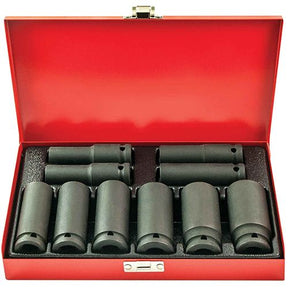 10 Piece 1/2” 6PT SAE CR-V Deep Impact Socket Set - PKTool