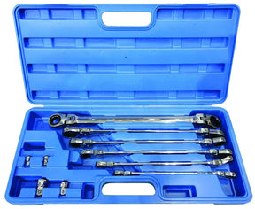 10 Pieces Extra Long Double Ratchet Head Ring Spanner Set - PKTool