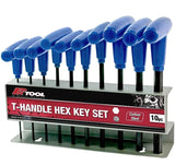 10 Pieces SAE T-Handle Hex Key Set Metal Storage Stand - PKTool | Universal Auto Spares