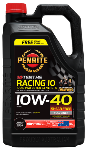 10 Tenth Racing 10W-40 (100% PAO & ESTER) - Penrite 4 X 5 Litre (Carton Only)