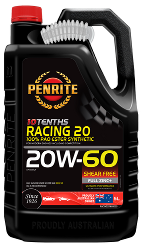 10 Tenth Racing 20W-60 (100% PAO & ESTER) - Penrite 4 X 5 Litre (Carton Only) 5L