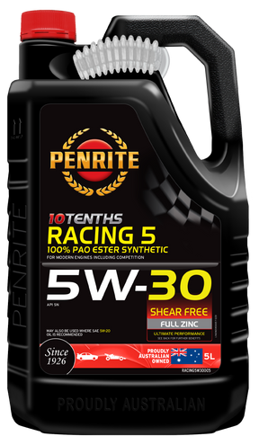 10 Tenths Racing 5W-30 (100% PAO & ESTER) - Penrite 4 X 5 Litre (Carton Only) 5L