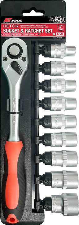 11 Piece 1/2” Drive 250mm Hetok Socket & Ratchet Set - PKTool | Universal Auto Spares