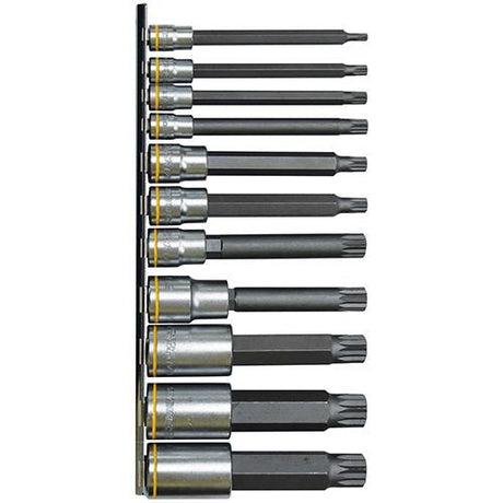 11 Piece 1/4”, 3/8” & 1/2” Dr 100mm Spline Bits Socket Set - PKTool | Universal Auto Spares