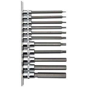 11 Piece 1/4” & 3/8” Metric 100mm Hex Bits Socket Set - PKTool