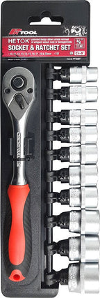 11 Piece 3/8” Drive 200mm Hetok Socket & Ratchet Set - PKTool