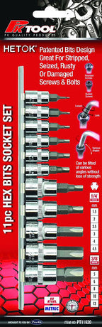 11 Piece Hetok Hex Bits Socket Set S2 Steel - PKTool