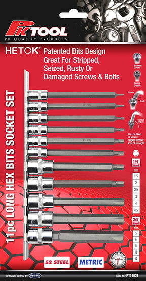 11 Piece Hetok Long Hex Bits Socket Set - PKTool