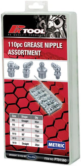 110 Piece Grease Nipple Assortment - PKTools | Universal Auto Spares