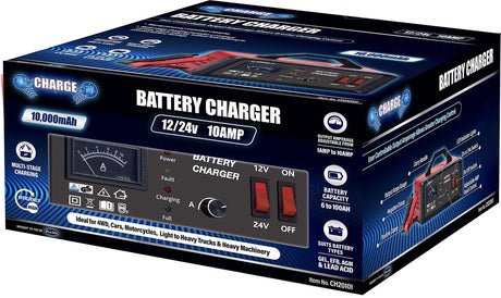 12/24v 10AMP Battery Chargers Short Circuit Protection - Charge | Universal Auto Spares