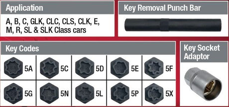 12 Piece Mercedes Locking Wheel Nut Socket Set - PKTool | Universal Auto Spares