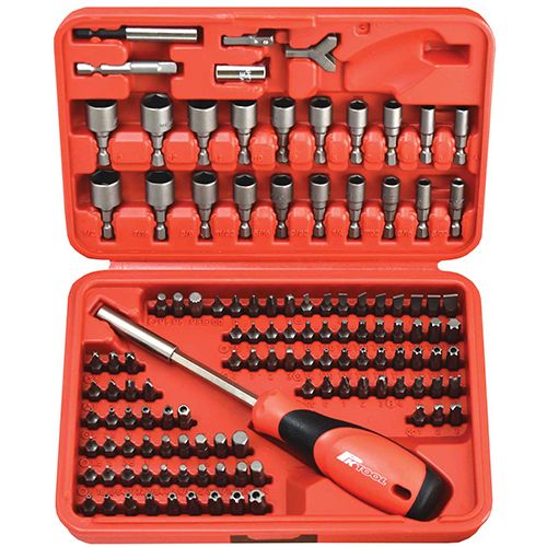 122 Piece 1/4” Hex Dr Combination Screwdriver Bits Set With 100mm (4”) Bit Handle - PKTool | Universal Auto Spares