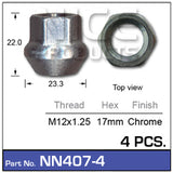 Wheel Nuts Pkt 4 NN407-4 - Nice Products | Universal Auto Spares