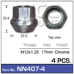 Wheel Nuts Pkt 4 NN407-4 - Nice Products | Universal Auto Spares