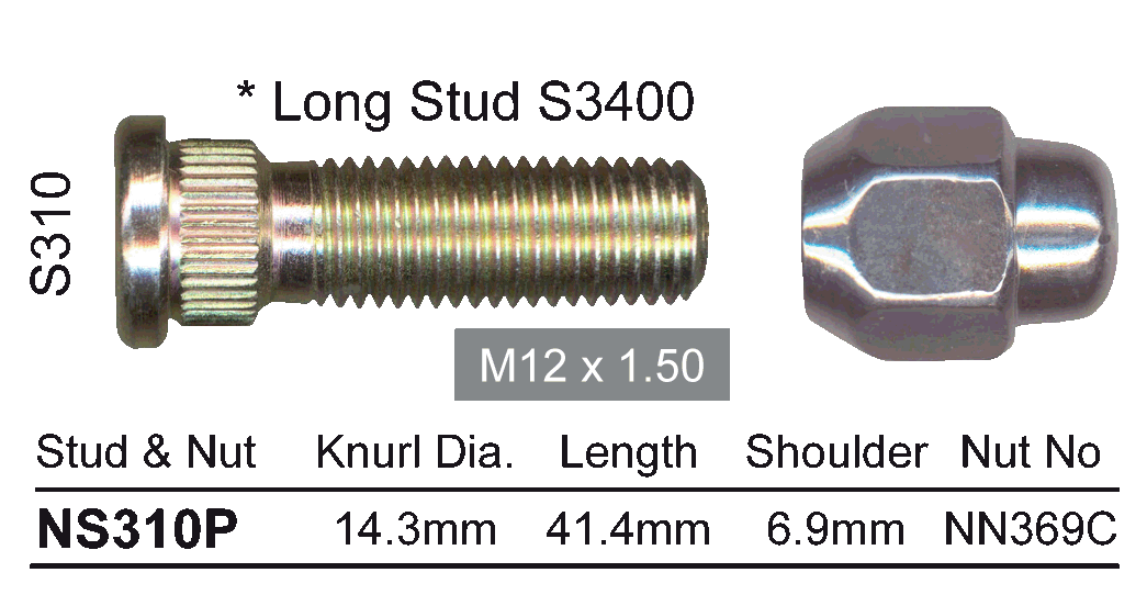 Stud & Nut NS310P - Nice Products | Universal Auto Spares
