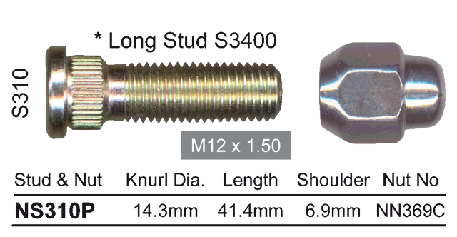 Stud & Nut NS310P - Nice Products | Universal Auto Spares