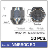Wheel Nuts pk50 NN560C-50 - Nice Products | Universal Auto Spares
