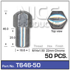 Chrome Nuts pk 50 T646-50 - Nice Products | Universal Auto Spares