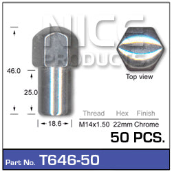 Chrome Nuts pk 50 T646-50 - Nice Products | Universal Auto Spares