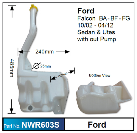 Washer Resevoir (NLA) NWR603S - Nice Products | Universal Auto Spares