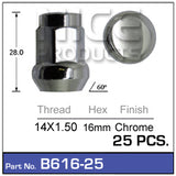 Chrome Nuts Pkt 25 B616-25 - Nice Products | Universal Auto Spares