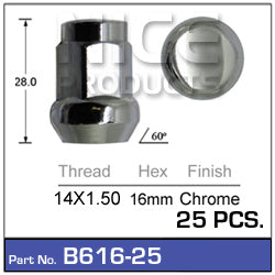 Chrome Nuts Pkt 25 B616-25 - Nice Products | Universal Auto Spares