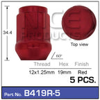 Red Nuts (pk5) B419R-5 - Nice Products | Universal Auto Spares