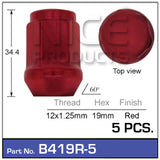 Red Nuts (pk5) B419R-5 - Nice Products | Universal Auto Spares