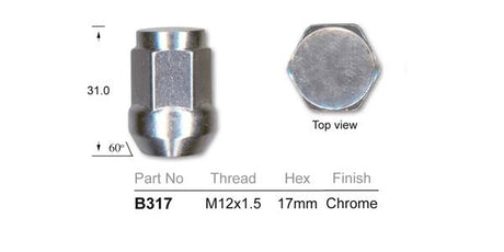 Chrome Nuts Pk4 B317-4 - Nice Products | Universal Auto Spares