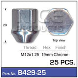 Chrome Nuts pk25 B429-25 - Nice Products | Universal Auto Spares
