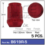 Red Nuts (pk5) B619R-5 - Nice Products | Universal Auto Spares